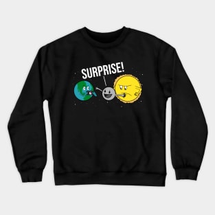 Solar Eclipse 2024 Moon Covering the Sun Funny Cartoon Crewneck Sweatshirt